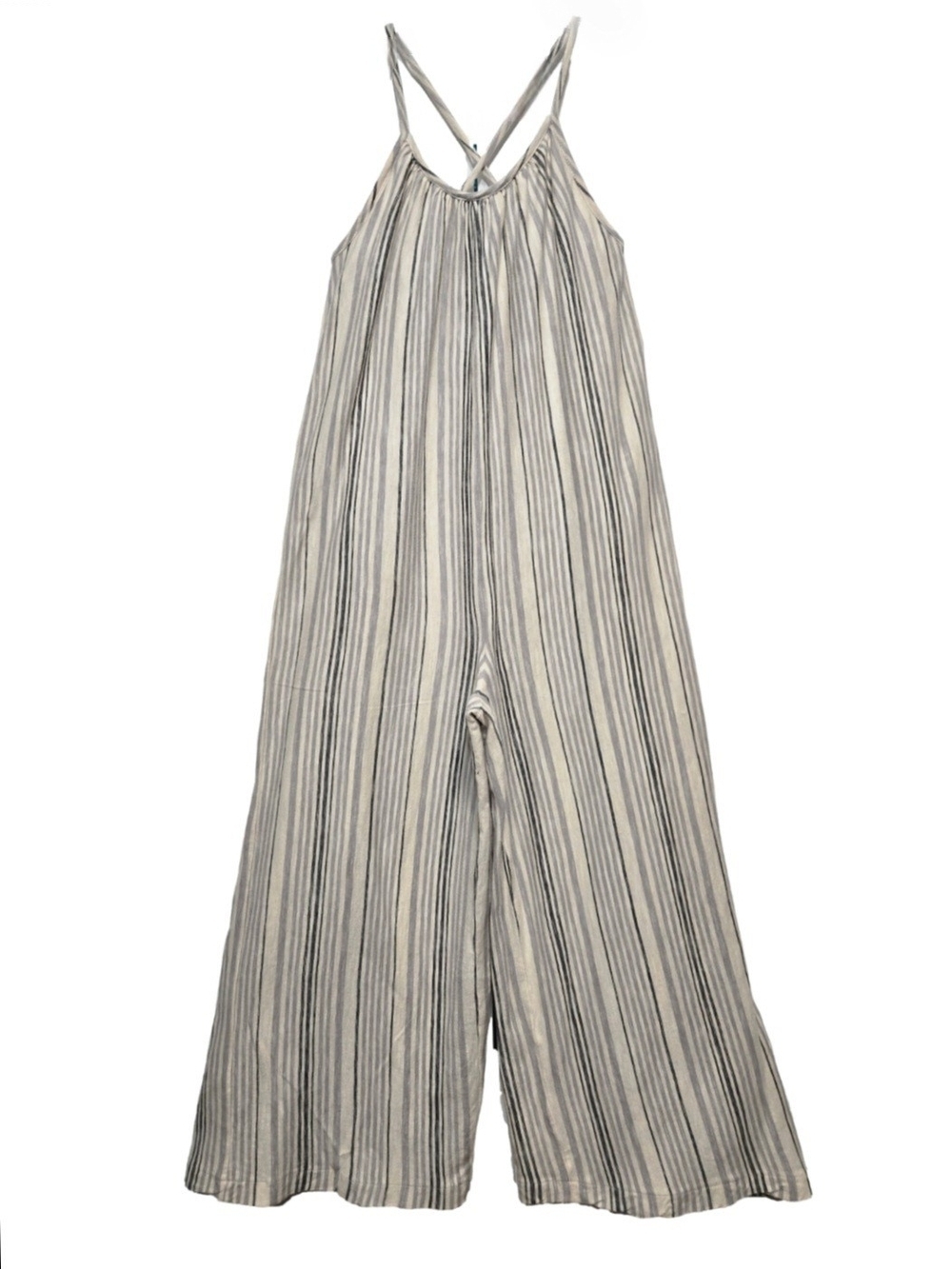 Treasure & Bond Kids Cream & Grey Striped Jumpsuit, Size 7-8 ~ VGUC